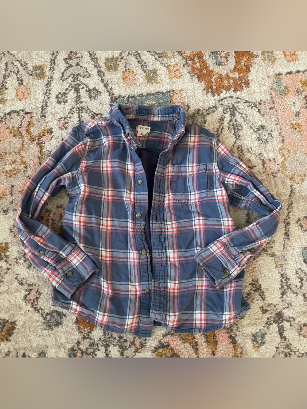 Crewcuts Navy, Red & White Plaid Button-Down Shirt